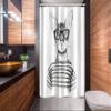 Ambesonne Cat Stall Shower Curtain, Hand Drawn Dressed up Hipster New Age Cat Fashion Urban Free Art Print, Fabric Bathroom Decor Set with Hooks, 54" W x 78" L, Gray White view 2