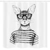 Ambesonne Cat Stall Shower Curtain, Hand Drawn Dressed up Hipster New Age Cat Fashion Urban Free Art Print, Fabric Bathroom Decor Set with Hooks, 54" W x 78" L, Gray White view 4