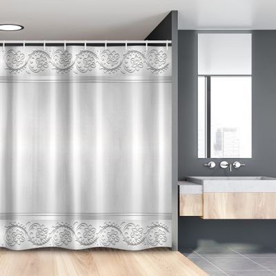 Ambesonne Retro Stall Shower Curtain, Vintage Style Floral Ornaments Flowers with Leaves Classical Bridal Inspired, Fabric Bathroom Decor Set with Hooks, 54" W x 78" L, White and Grey