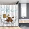 Ambesonne Cartoon Stall Shower Curtain, Playful Dogs in a Bathtub Grooming Each Other Pets Theme Illustration, Fabric Bathroom Decor Set with Hooks, 54" W x 78" L, Brown White view 1