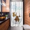 Ambesonne Cartoon Stall Shower Curtain, Playful Dogs in a Bathtub Grooming Each Other Pets Theme Illustration, Fabric Bathroom Decor Set with Hooks, 54" W x 78" L, Brown White view 2