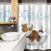 Ambesonne Cartoon Stall Shower Curtain, Playful Dogs in a Bathtub Grooming Each Other Pets Theme Illustration, Fabric Bathroom Decor Set with Hooks, 54" W x 78" L, Brown White view 3