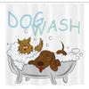 Ambesonne Cartoon Stall Shower Curtain, Playful Dogs in a Bathtub Grooming Each Other Pets Theme Illustration, Fabric Bathroom Decor Set with Hooks, 54" W x 78" L, Brown White view 4
