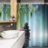 Ambesonne Spa Stall Shower Curtain, Tower Stone and Hibiscus with Bamboo on The Water Blurry Background, Fabric Bathroom Decor Set with Hooks, 54" W x 78" L, Petrol Blue Lime Green view 3
