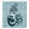 Ambesonne Mermaid Stall Shower Curtain, Sleeping Girl Design Wavy Hair Hand Drawn Effect Grungy Backdrop, Fabric Bathroom Decor Set with Hooks, 36" W x 72" L, Pale Blue Dark Teal view 3