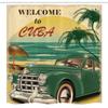 Ambesonne Retro Stall Shower Curtain, Nostalgic Welcome to Cuba Print Classic Car Beach Ocean Palm Trees, Fabric Bathroom Decor Set with Hooks, 54" W x 78" L, Green Cream Yellow view 4