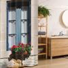 Ambesonne Country Stall Shower Curtain, Mediterranean Style Window Open Shutters Image French Urban Life Theme Print, Fabric Bathroom Decor Set with Hooks, 36" W x 72" L, Blue Grey view 1