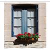 Ambesonne Country Stall Shower Curtain, Mediterranean Style Window Open Shutters Image French Urban Life Theme Print, Fabric Bathroom Decor Set with Hooks, 36" W x 72" L, Blue Grey view 3