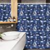 Ambesonne Navy Blue Stall Shower Curtain, Sailboat Vertical Stripe Pattern Anchor Fishes Gulls Paint Effect Nautical Theme, Fabric Bathroom Decor Set with Hooks, 54" W x 78" L, Blue White view 3