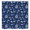 Ambesonne Navy Blue Stall Shower Curtain, Sailboat Vertical Stripe Pattern Anchor Fishes Gulls Paint Effect Nautical Theme, Fabric Bathroom Decor Set with Hooks, 54" W x 78" L, Blue White view 4