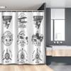 Lunarable Airplane Stall Shower Curtain, Airplane Emblems Biplane Aviation Stamps in Greyscale Tones, Fabric Bathroom Decor Set with Hooks, 54" W x 78" L, Charcoal Grey White view 1