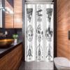 Lunarable Airplane Stall Shower Curtain, Airplane Emblems Biplane Aviation Stamps in Greyscale Tones, Fabric Bathroom Decor Set with Hooks, 54" W x 78" L, Charcoal Grey White view 2