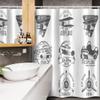 Lunarable Airplane Stall Shower Curtain, Airplane Emblems Biplane Aviation Stamps in Greyscale Tones, Fabric Bathroom Decor Set with Hooks, 54" W x 78" L, Charcoal Grey White view 3