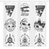 Lunarable Airplane Stall Shower Curtain, Airplane Emblems Biplane Aviation Stamps in Greyscale Tones, Fabric Bathroom Decor Set with Hooks, 54" W x 78" L, Charcoal Grey White view 4