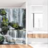 Ambesonne Waterfall Stall Shower Curtain, Majestic River Blocked Massive Rocks Moss on Them Photo, Fabric Bathroom Decor Set with Hooks, 36" W x 72" L, Green Black and White view 2