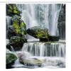 Ambesonne Waterfall Stall Shower Curtain, Majestic River Blocked Massive Rocks Moss on Them Photo, Fabric Bathroom Decor Set with Hooks, 36" W x 72" L, Green Black and White view 3