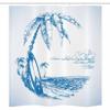 Ambesonne Surf Stall Shower Curtain, Contemporary Sketch Illustration Hawaiian Beach Surfboard Palms Ocean Water, Fabric Bathroom Decor Set with Hooks, 36" W x 72" L, Blue White view 3