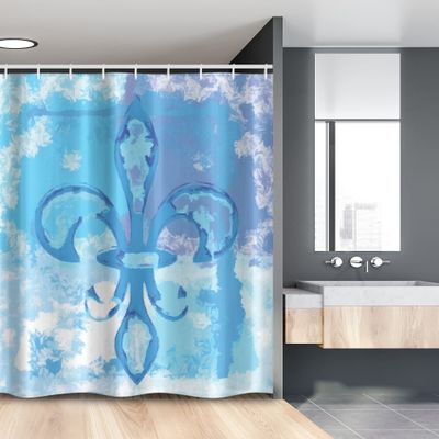 Ambesonne Fleur de Lis Stall Shower Curtain, Illustration of Lily Flower Like Frozen Heredic Nobility Emblem Queenly Style Print, Fabric Bathroom Decor Set with Hooks, 54" W x 78" L, Blue