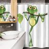 Ambesonne Animal Stall Shower Curtain, Little Frog on Branch of The Tree in Rainforest Nature Jungle Life Art Earth, Fabric Bathroom Decor Set with Hooks, 54" W x 78" L, Green White Yellow view 3