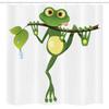 Ambesonne Animal Stall Shower Curtain, Little Frog on Branch of The Tree in Rainforest Nature Jungle Life Art Earth, Fabric Bathroom Decor Set with Hooks, 54" W x 78" L, Green White Yellow view 4