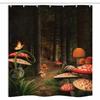 Ambesonne Mushroom Stall Shower Curtain, Mushrooms in Deep Dark Forest Fantasy Nature Theme Earth Path, Fabric Bathroom Decor Set with Hooks, 36" W x 72" L, Pomegranate Green view 3