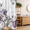 Ambesonne Hummingbird Stall Shower Curtain, Flowers Leaves Bird and Classic Patterns Curvy Lines Ornament Nostalgic Art, Fabric Bathroom Decor Set with Hooks, 36" W x 72" L, Purple Black view 1