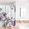 Ambesonne Hummingbird Stall Shower Curtain, Flowers Leaves Bird and Classic Patterns Curvy Lines Ornament Nostalgic Art, Fabric Bathroom Decor Set with Hooks, 36" W x 72" L, Purple Black view 2