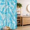 Ambesonne Leaf Stall Shower Curtain, Miami Tropical Aquatic Palm Leaves Exotic Colors Modern Summer Beach, Fabric Bathroom Decor Set with Hooks, 36" W x 72" L, Turquoise Aqua Blue view 1