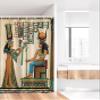 Ambesonne Egyptian Print Stall Shower Curtain, Old Papyrus Depicting Queen Nefertari Historical Empire Art, Fabric Bathroom Decor Set with Hooks, 36" W x 72" L, Burnt Orange Eggshell Green view 2