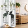 Ambesonne Antlers Stall Shower Curtain, Elk Deer and Fawn Silhouette Forest at The Background World Natural Habitat Theme, Fabric Bathroom Decor Set with Hooks, 36" W x 72" L, Green Black view 1