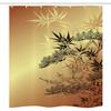 Ambesonne Japanese Stall Shower Curtain, Branches with Shadowy Fragrant Leaves Nature Illustration Folk Sunset Ethnic Art, Fabric Bathroom Decor Set with Hooks, 36" W x 72" L, Sepia Black view 3