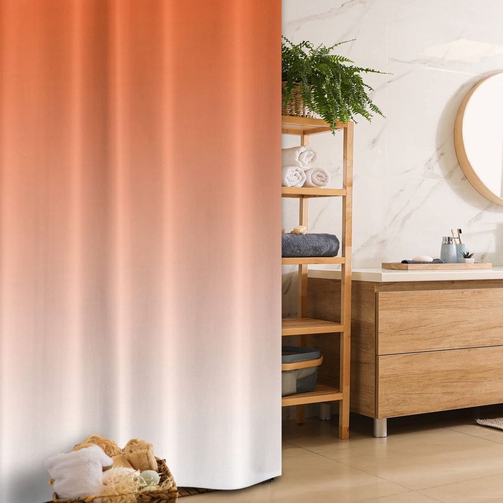 Ambesonne Ombre Stall Shower Curtain, Scorching Sunset in The Hot Desert Inspired Dusk Orange Ombre Digital Art Design Print, Fabric Bathroom Decor Set with Hooks, 36" W x 72" L, Orange White