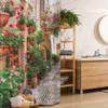 Ambesonne Italian Stall Shower Curtain, Street View of a Small Renaissance Town with Floral Porches and Rock Mediterranean, Fabric Bathroom Decor Set with Hooks, 36" W x 72" L, Jade Green Vermilion view 1