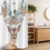 Ambesonne Antlers Stall Shower Curtain, Deer Head with Flowers Blooms Cultural Design Ornamental Illustration, Fabric Bathroom Decor Set with Hooks, 36" W x 72" L, Tan Green Teal view 1
