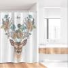 Ambesonne Antlers Stall Shower Curtain, Deer Head with Flowers Blooms Cultural Design Ornamental Illustration, Fabric Bathroom Decor Set with Hooks, 36" W x 72" L, Tan Green Teal view 2