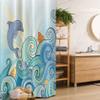 Ambesonne Sea Animals Stall Shower Curtain, Dolphin Fish Starfish Shells in Ocean Marine in Summer Pattern Print, Fabric Bathroom Decor Set with Hooks, 36" W x 72" L, Cream Cadet Blue Sea Blue view 1