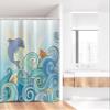 Ambesonne Sea Animals Stall Shower Curtain, Dolphin Fish Starfish Shells in Ocean Marine in Summer Pattern Print, Fabric Bathroom Decor Set with Hooks, 36" W x 72" L, Cream Cadet Blue Sea Blue view 2
