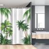 Ambesonne Tropical Stall Shower Curtain, Coconut Palm Tree Nature Paradise Plants Foliage Leaves Digital Illustration, Fabric Bathroom Decor Set with Hooks, 54" W x 78" L, Hunter Green view 1