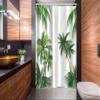 Ambesonne Tropical Stall Shower Curtain, Coconut Palm Tree Nature Paradise Plants Foliage Leaves Digital Illustration, Fabric Bathroom Decor Set with Hooks, 54" W x 78" L, Hunter Green view 2