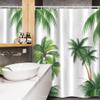 Ambesonne Tropical Stall Shower Curtain, Coconut Palm Tree Nature Paradise Plants Foliage Leaves Digital Illustration, Fabric Bathroom Decor Set with Hooks, 54" W x 78" L, Hunter Green view 3