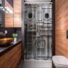 Ambesonne Industrial Stall Shower Curtain, Rusty Iron Porthole Grunge Scratched Steel Factory Entrance Retro Image, Fabric Bathroom Decor Set with Hooks, 54" W x 78" L, Dark Taupe view 2