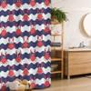 Ambesonne Crabs Stall Shower Curtain, Nautical Maritime Theme Crabs on Striped Background Illustration Print, Fabric Bathroom Decor Set with Hooks, 36" W x 72" L, Red and Navy Blue view 1