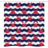 Ambesonne Crabs Stall Shower Curtain, Nautical Maritime Theme Crabs on Striped Background Illustration Print, Fabric Bathroom Decor Set with Hooks, 36" W x 72" L, Red and Navy Blue view 3