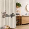 Ambesonne Cat Stall Shower Curtain, Lazy Sleepy Cat in Earth Tones Furry Mascot Indoor Pet Art Illustration, Fabric Bathroom Decor Set with Hooks, 36" W x 72" L, Grey Beige view 1