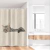 Ambesonne Cat Stall Shower Curtain, Lazy Sleepy Cat in Earth Tones Furry Mascot Indoor Pet Art Illustration, Fabric Bathroom Decor Set with Hooks, 36" W x 72" L, Grey Beige view 2