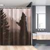 Ambesonne Nature Stall Shower Curtain, Silhouette of Wild Bear in The Jungle Woodland at Dark Night Illustration, Fabric Bathroom Decor Set with Hooks, 54" W x 78" L, Army Green Pale Peach view 1