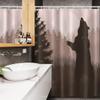 Ambesonne Nature Stall Shower Curtain, Silhouette of Wild Bear in The Jungle Woodland at Dark Night Illustration, Fabric Bathroom Decor Set with Hooks, 54" W x 78" L, Army Green Pale Peach view 3