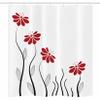 Ambesonne Flower Stall Shower Curtain, Floral Petals with Striped Leaves and Lines Modern Style Geometrical Design Print, Fabric Bathroom Decor Set with Hooks, 36" W x 72" L, Red Black view 3