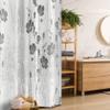 Ambesonne Flower Stall Shower Curtain, Blooming Buds and Hibiscus Flowers Simple Striped Crossed Pattern Print, Fabric Bathroom Decor Set with Hooks, 36" W x 72" L, Ivory Grey view 1