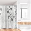 Ambesonne Flower Stall Shower Curtain, Blooming Buds and Hibiscus Flowers Simple Striped Crossed Pattern Print, Fabric Bathroom Decor Set with Hooks, 36" W x 72" L, Ivory Grey view 2